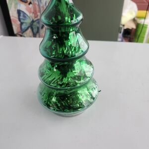 Vintage Green Glass Christmas Tree Decoration Candy Dish